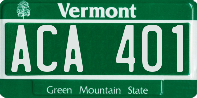 VT license plate ACA401