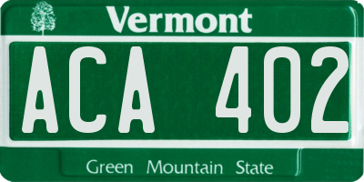 VT license plate ACA402