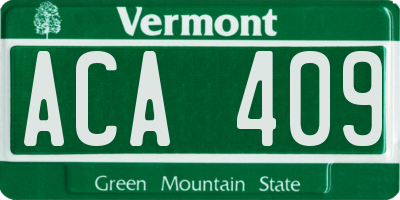 VT license plate ACA409