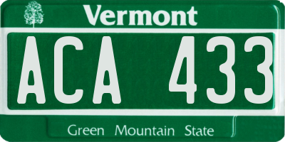 VT license plate ACA433