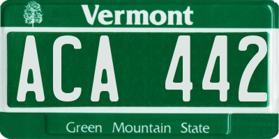 VT license plate ACA442