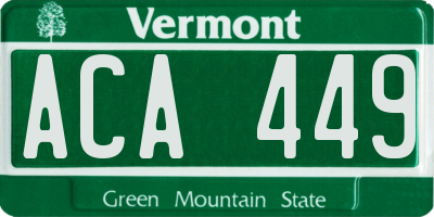 VT license plate ACA449