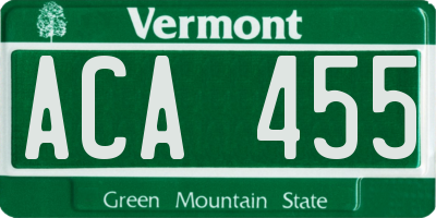 VT license plate ACA455