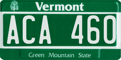 VT license plate ACA460