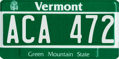 VT license plate ACA472