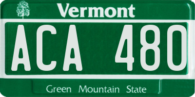 VT license plate ACA480
