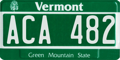 VT license plate ACA482