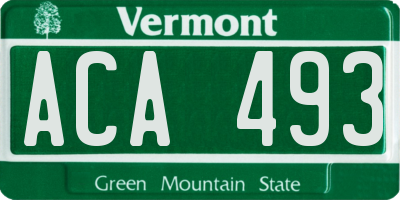 VT license plate ACA493