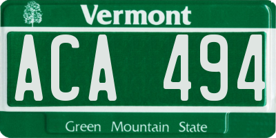 VT license plate ACA494