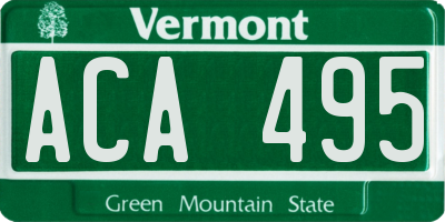 VT license plate ACA495