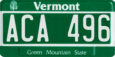 VT license plate ACA496