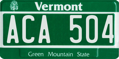 VT license plate ACA504