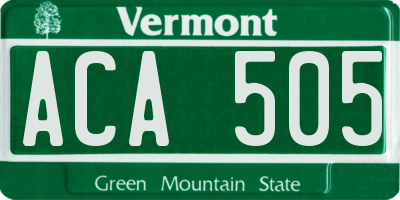VT license plate ACA505
