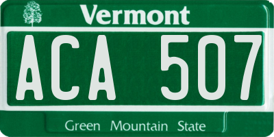 VT license plate ACA507