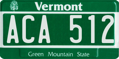 VT license plate ACA512