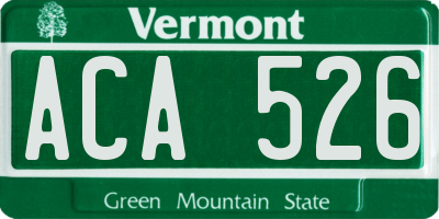 VT license plate ACA526