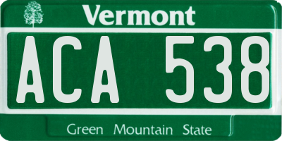 VT license plate ACA538