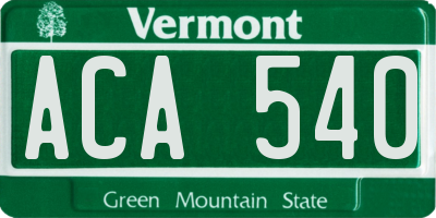VT license plate ACA540