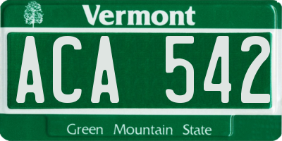 VT license plate ACA542
