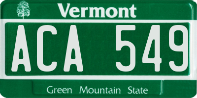 VT license plate ACA549