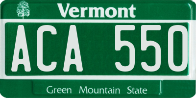 VT license plate ACA550