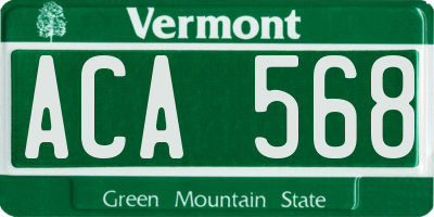 VT license plate ACA568