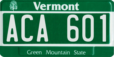 VT license plate ACA601
