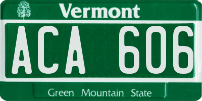 VT license plate ACA606