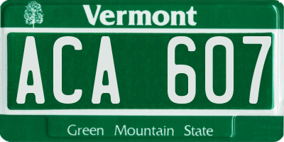 VT license plate ACA607