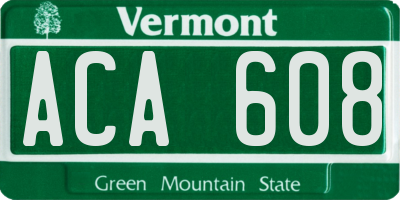 VT license plate ACA608