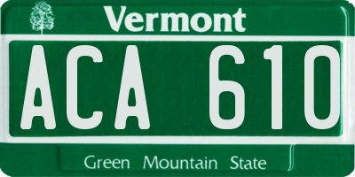 VT license plate ACA610