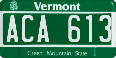 VT license plate ACA613