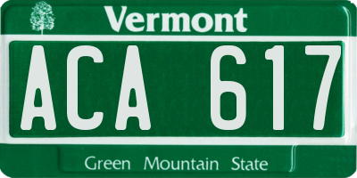 VT license plate ACA617