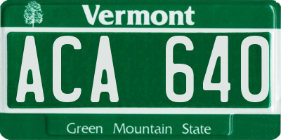 VT license plate ACA640