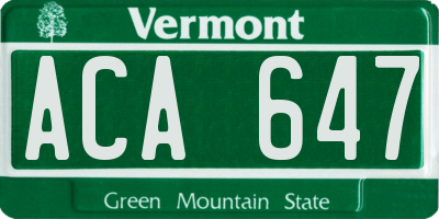 VT license plate ACA647