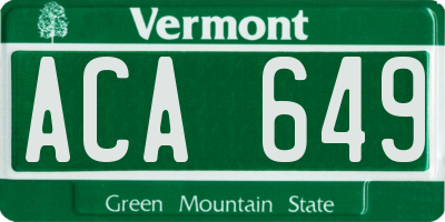 VT license plate ACA649