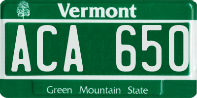 VT license plate ACA650