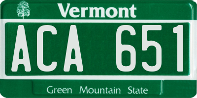 VT license plate ACA651