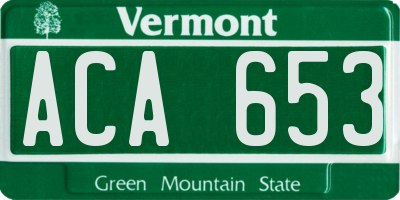VT license plate ACA653