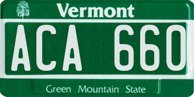 VT license plate ACA660