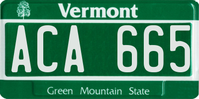 VT license plate ACA665
