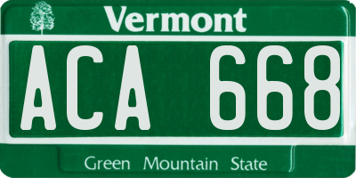 VT license plate ACA668