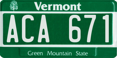 VT license plate ACA671