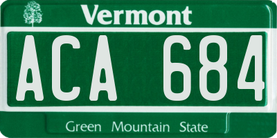VT license plate ACA684