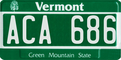 VT license plate ACA686