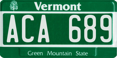 VT license plate ACA689