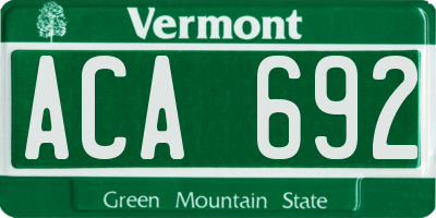 VT license plate ACA692