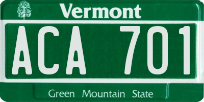 VT license plate ACA701