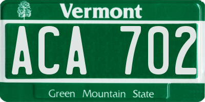 VT license plate ACA702