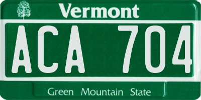 VT license plate ACA704